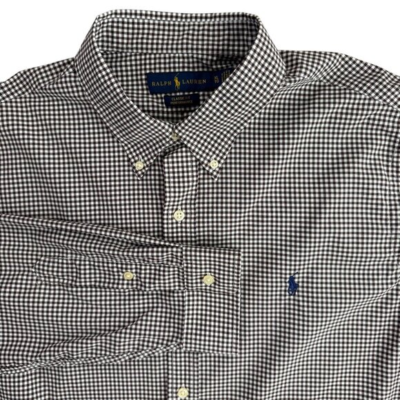Ralph Lauren Mens Checkered Button Down Shirt‎ Long Sleeve XL Performance Pony - Picture 1 of 7